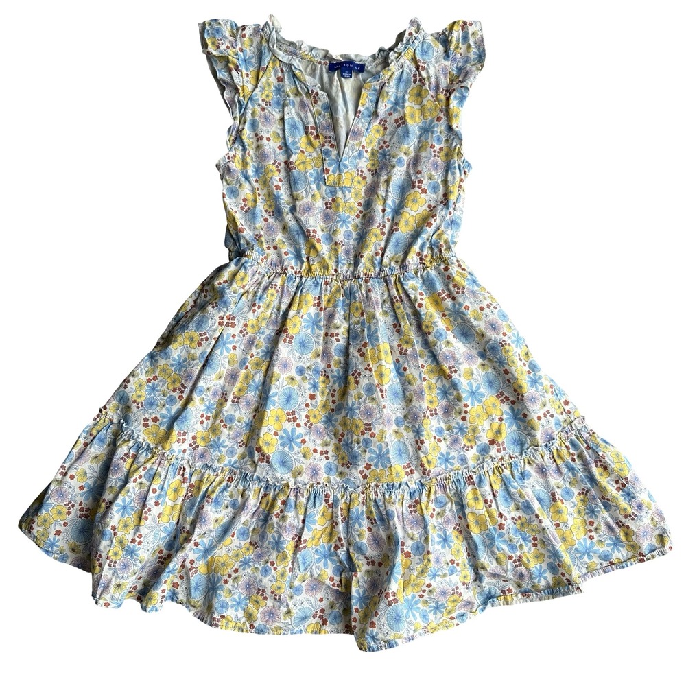 Maison Me Fit & Flare Dress 8y Multicolor Floral Print V-Neck Ruffle Party